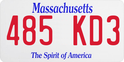 MA license plate 485KD3