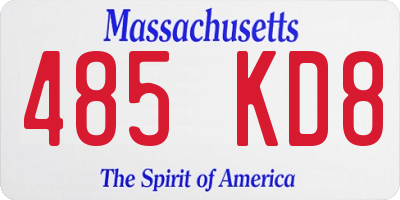 MA license plate 485KD8