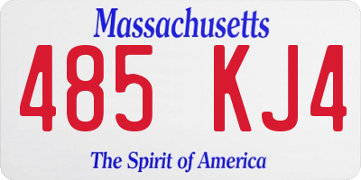 MA license plate 485KJ4