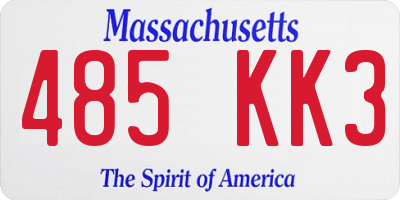 MA license plate 485KK3
