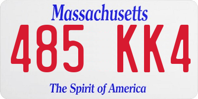 MA license plate 485KK4