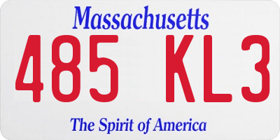MA license plate 485KL3