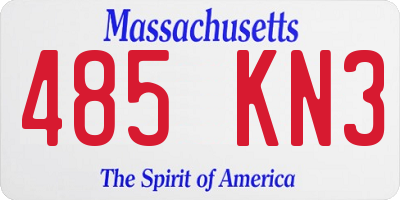MA license plate 485KN3