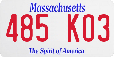 MA license plate 485KO3