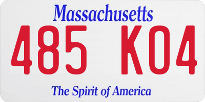 MA license plate 485KO4