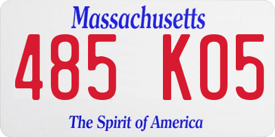 MA license plate 485KO5
