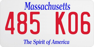 MA license plate 485KO6