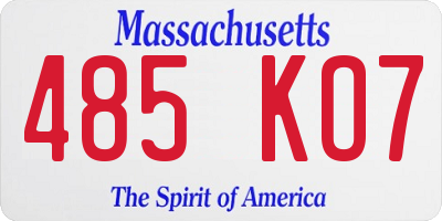 MA license plate 485KO7
