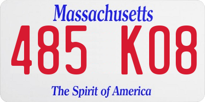 MA license plate 485KO8