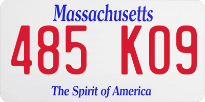 MA license plate 485KO9