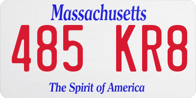 MA license plate 485KR8
