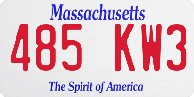 MA license plate 485KW3
