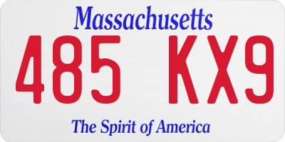 MA license plate 485KX9