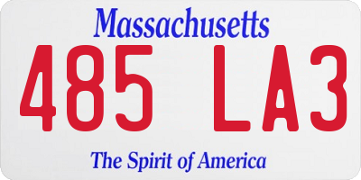 MA license plate 485LA3