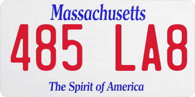 MA license plate 485LA8