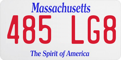 MA license plate 485LG8