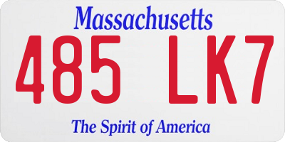 MA license plate 485LK7