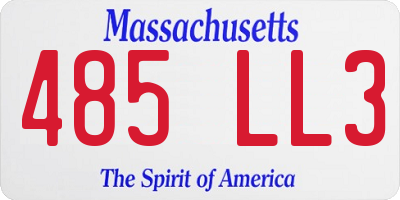 MA license plate 485LL3
