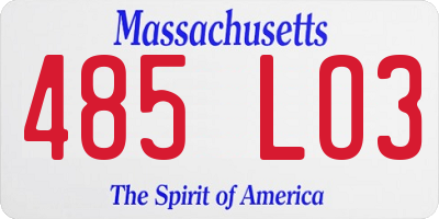 MA license plate 485LO3