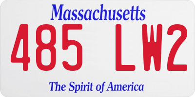 MA license plate 485LW2
