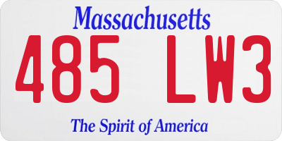 MA license plate 485LW3