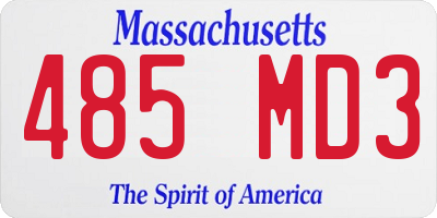 MA license plate 485MD3