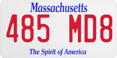 MA license plate 485MD8