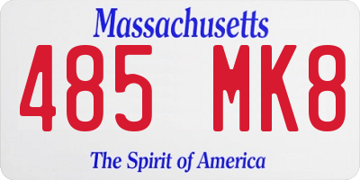 MA license plate 485MK8