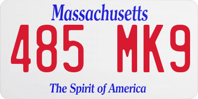 MA license plate 485MK9
