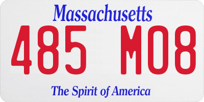 MA license plate 485MO8