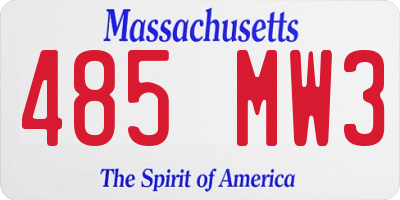 MA license plate 485MW3