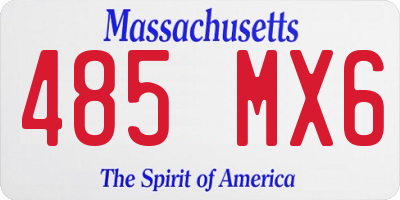 MA license plate 485MX6