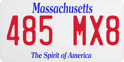 MA license plate 485MX8