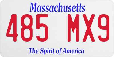MA license plate 485MX9