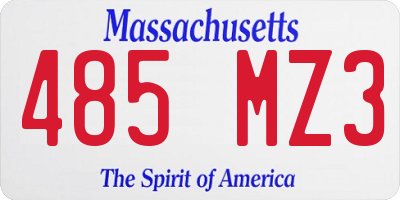 MA license plate 485MZ3
