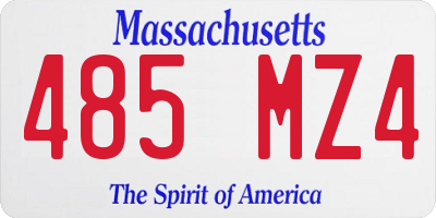 MA license plate 485MZ4