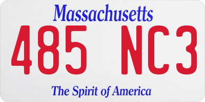 MA license plate 485NC3