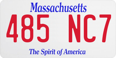 MA license plate 485NC7