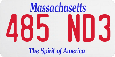 MA license plate 485ND3