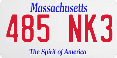 MA license plate 485NK3