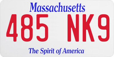MA license plate 485NK9