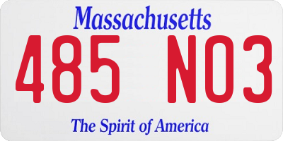 MA license plate 485NO3