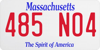 MA license plate 485NO4