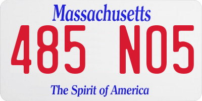 MA license plate 485NO5