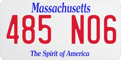 MA license plate 485NO6