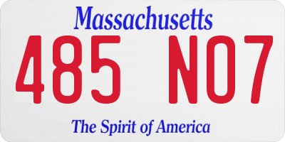 MA license plate 485NO7