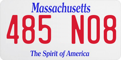 MA license plate 485NO8