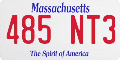 MA license plate 485NT3
