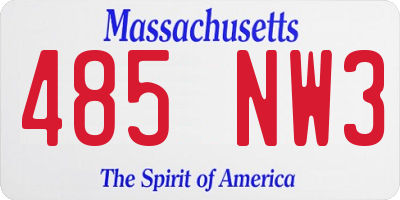 MA license plate 485NW3