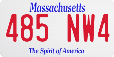MA license plate 485NW4